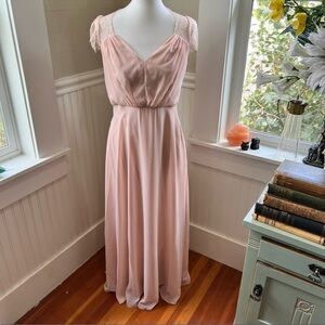 ASOS Kate Lace Maxi Dress in blush - lace panels on shoulders 8